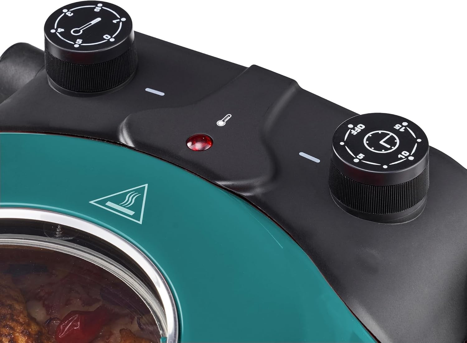 1200W Electric Pizza Oven 31cm Stone Base Glass Timer Cutter Teal