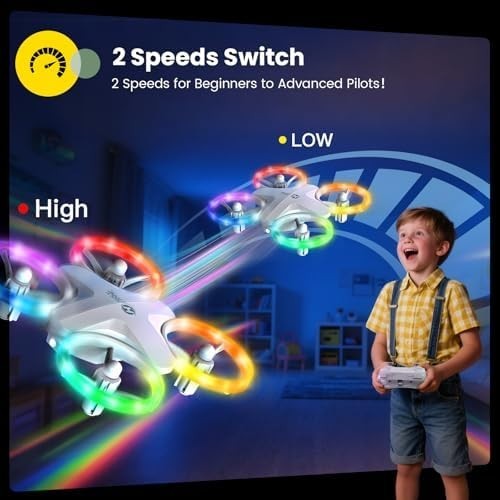 Mini RC Drone for Kids with LED Lights, 360° Flips, Easy Flight, 21 Mins