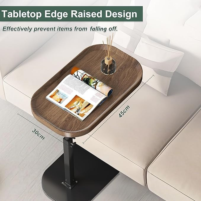 C Shaped Side Table Adjustable Height Swivel Laptop Sofa Bed Narrow Desk