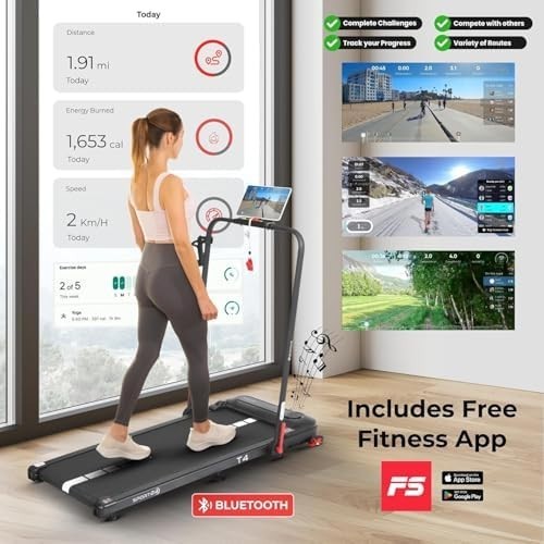Sport24 Foldable Walking Treadmill 1-12km/h Incline LED Bluetooth