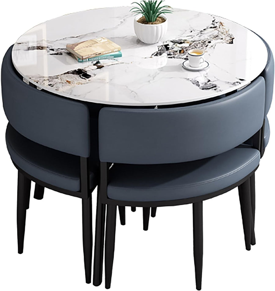 Round Office Meeting Table Set for 4 – Compact Slate Table & Chairs (80cm)