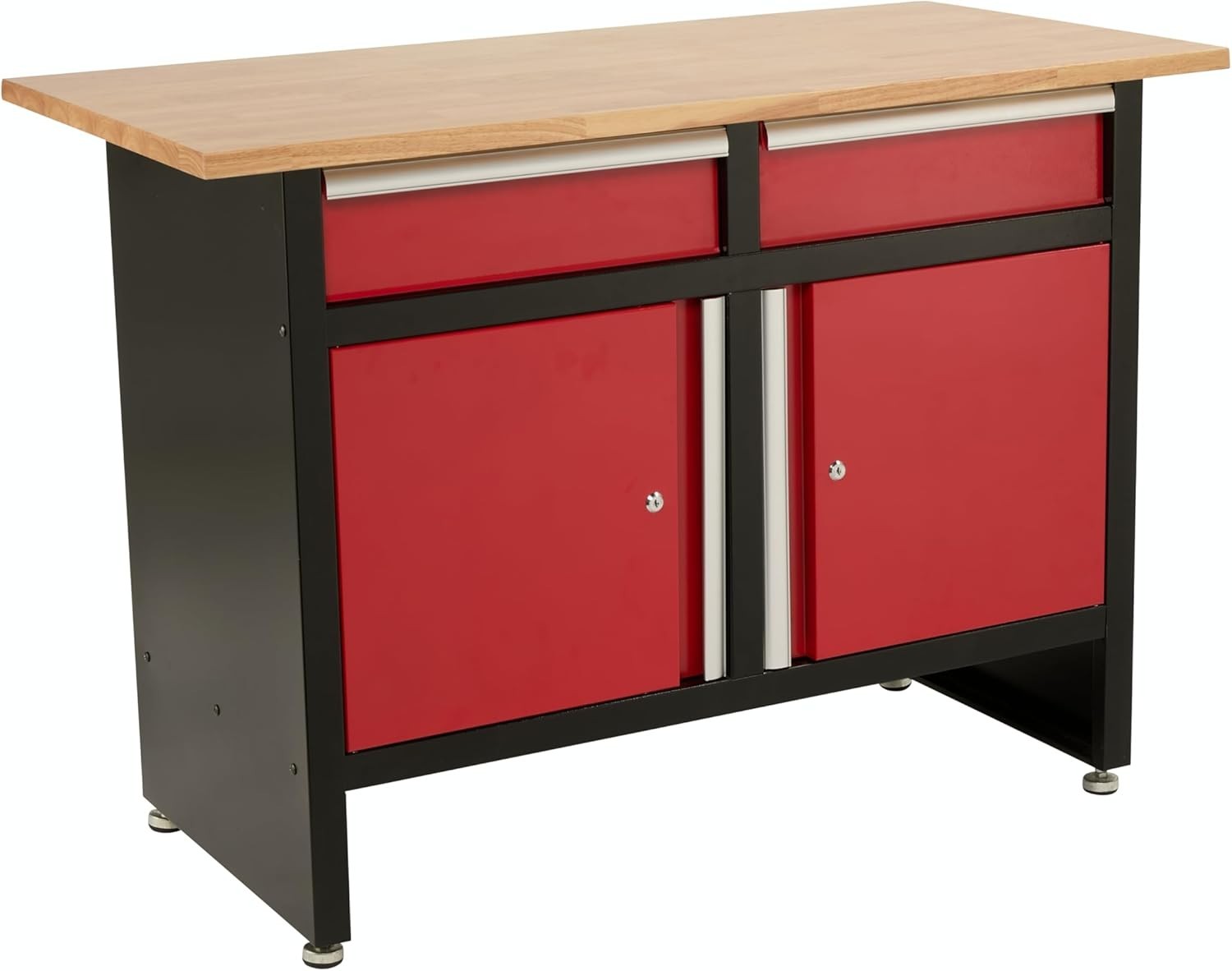 Storage Workbench with Lockable Cabinets Drawers Steel Frame Wood Top 1200mm