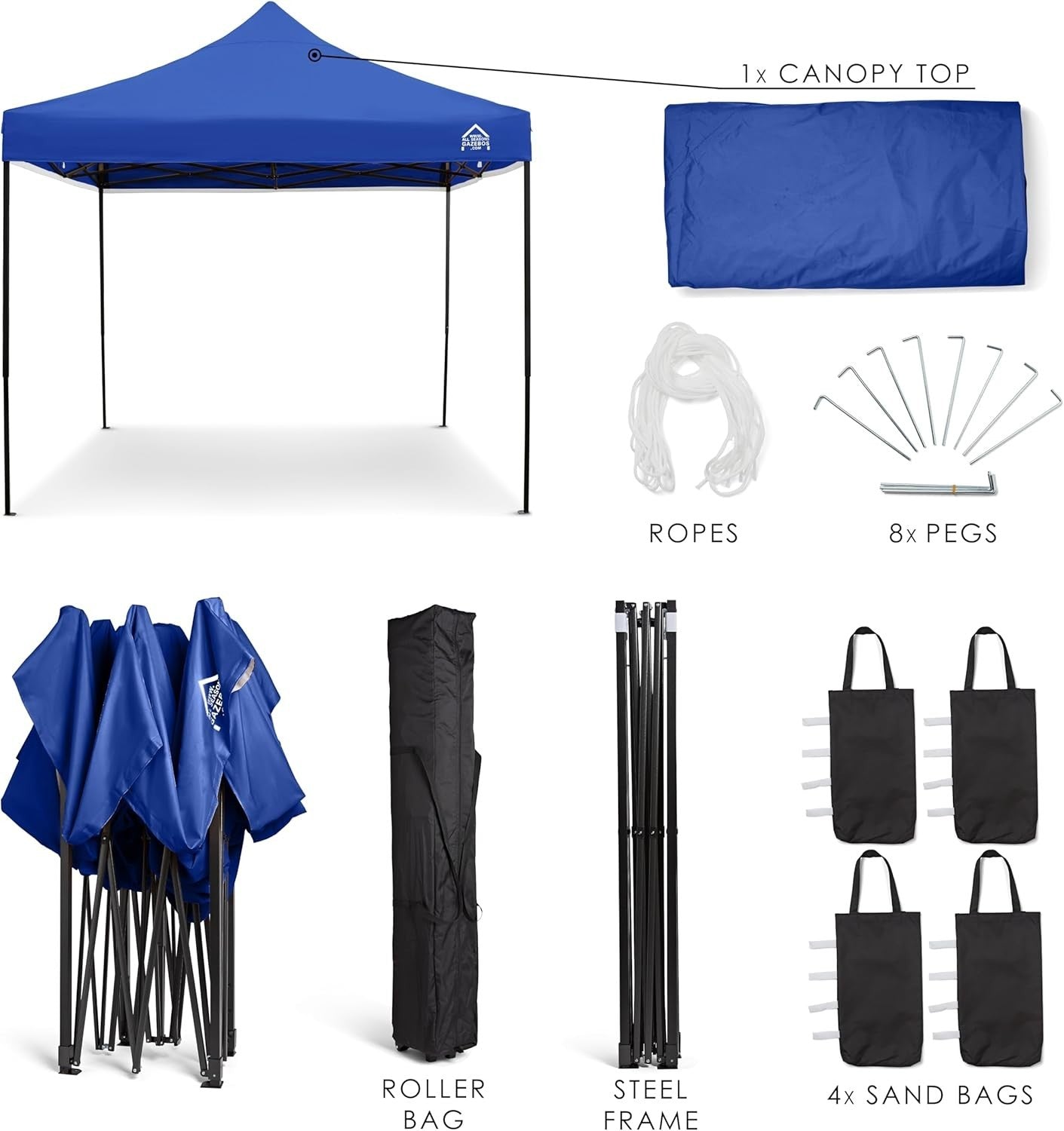3x3M Heavy Duty Pop Up Gazebo Waterproof Outdoor Canopy With Bag & Weights