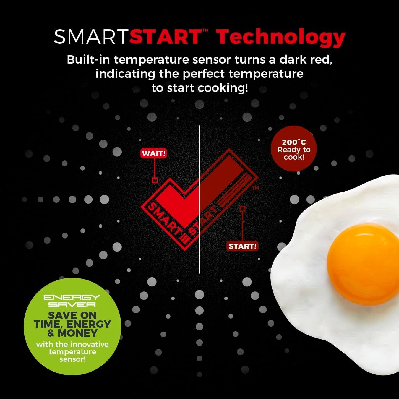 30cm Black Smart Start Non-Stick Frying Pan, Easy Clean, Oven Safe, PFOA-Free