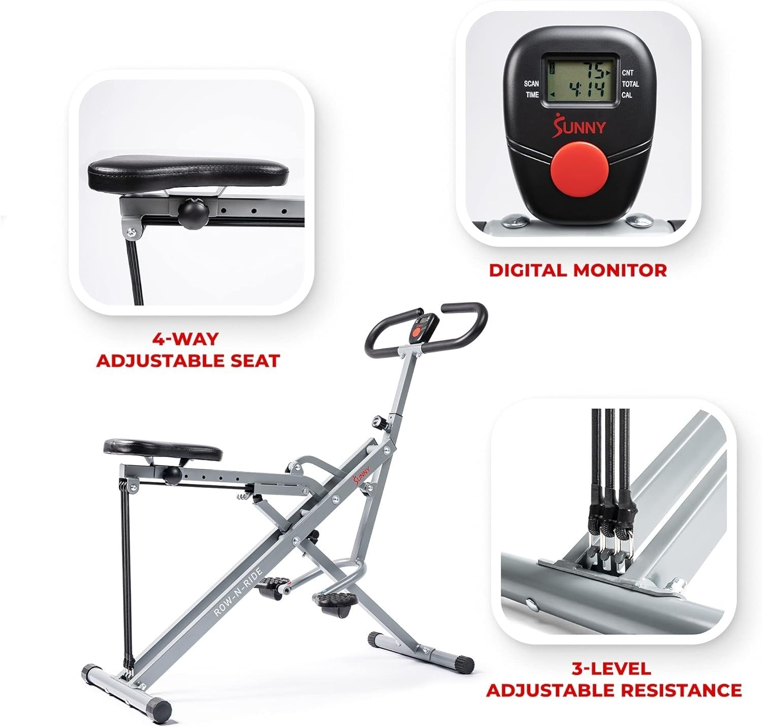 Row-N-Ride Squat Assist Trainer + Twister Stepper Combo LCD Full Body Set