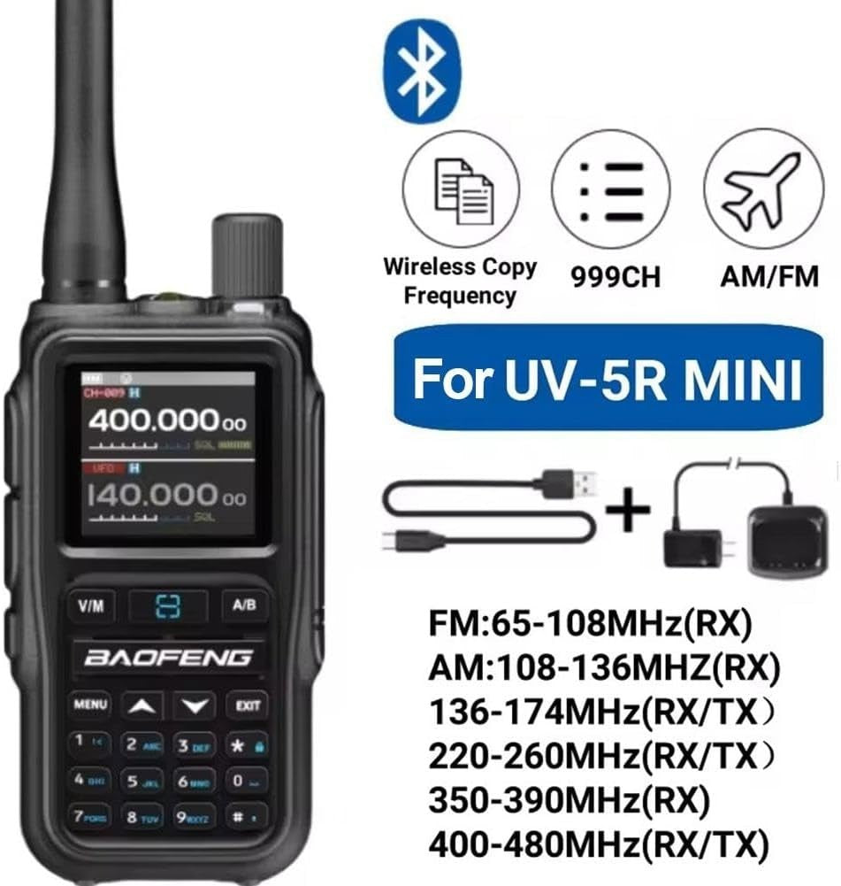 Mini Dual Band Ham Radio 999 Channels Bluetooth VOX Type-C Portable