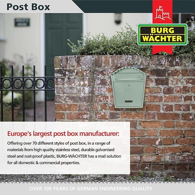 Lockable Wall Mounted Steel Post Box Weatherproof Secure Mailbox 36x37x13cm