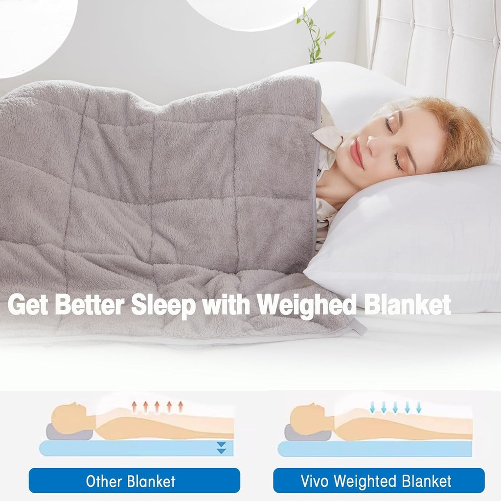8kg Weighted Blanket, Silver Grey Teddy Fleece Quilted 150x200cm Anxiety Relief