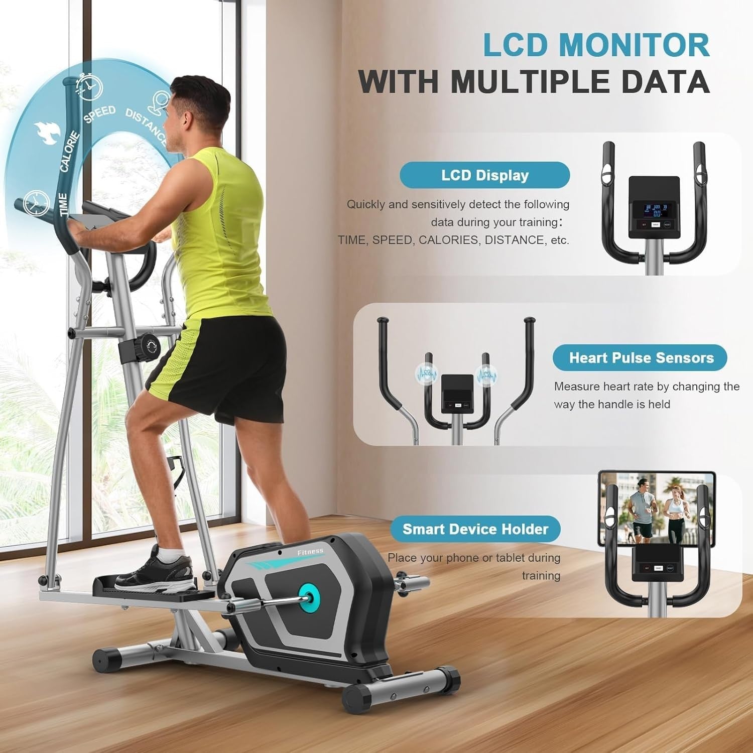 3-in- 1 Elliptical Cross Trainer 16-Level Magnetic Resistance Home Gym