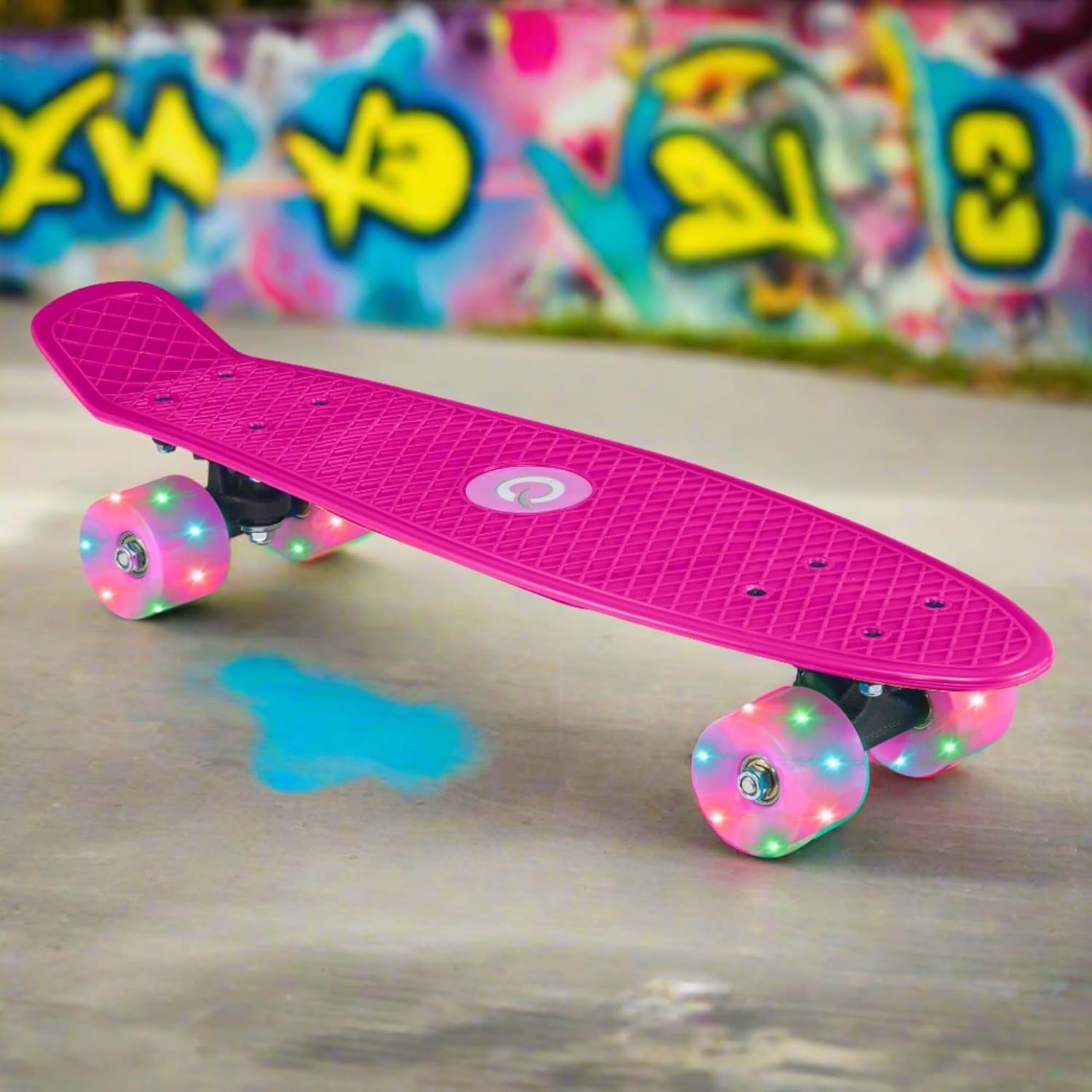 22" Pink Light-Up Penny Board for Beginners | Kids Mini Cruiser Skateboard