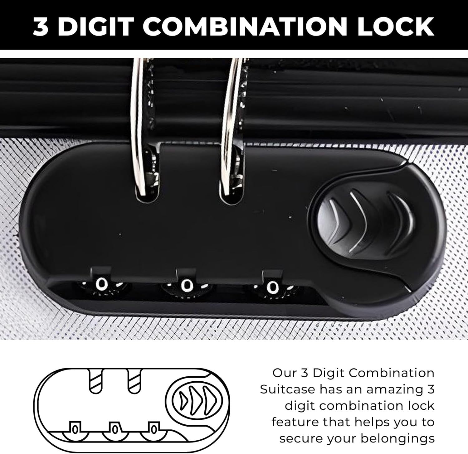 Medium Check In Luggage ABS Hard Shell 4 Wheel Lightweight Lock