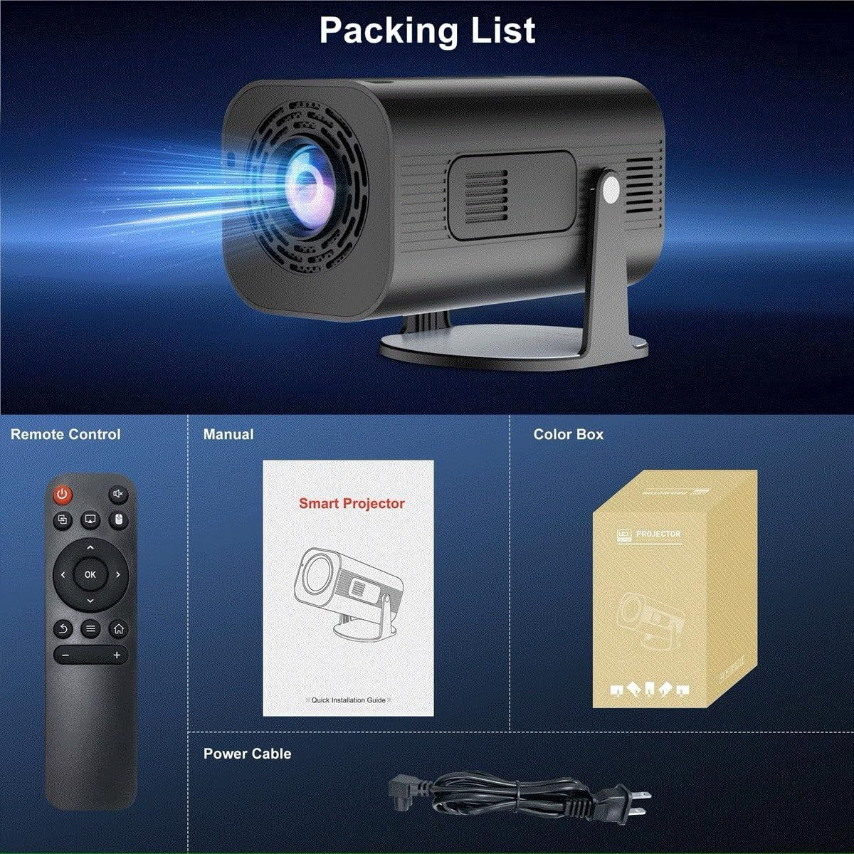 Mini Smart Projector Android 11 1080P 4K Support WiFi 6 Bluetooth