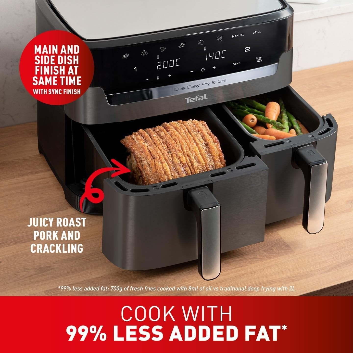 Dual Zone Air Fryer 8.3L 2 Drawer Digital 8-in-1 No Oil Dishwasher Safe
