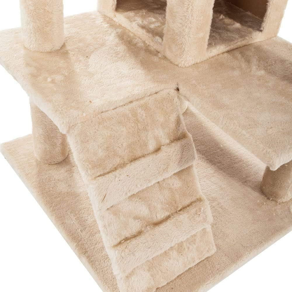Large Cat Tree Tower Double Den Scratching Posts Multi Level Beige
