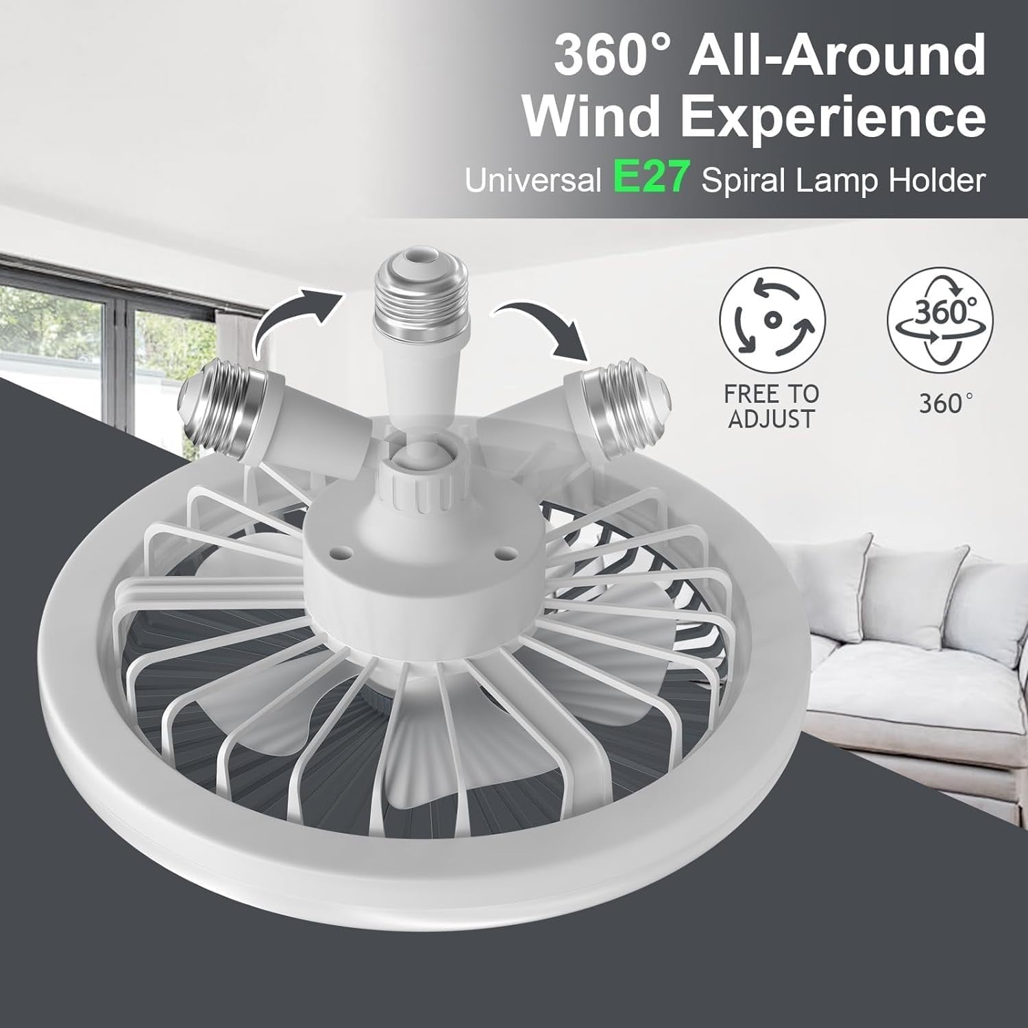 LED Ceiling Fan with Lights 30W, 3 Speeds, Dimmable, Remote, Timer
