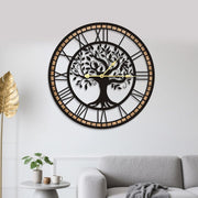 Large Tree of Life Wall Clock 24in – Silent Modern Metal Decor for Living Room