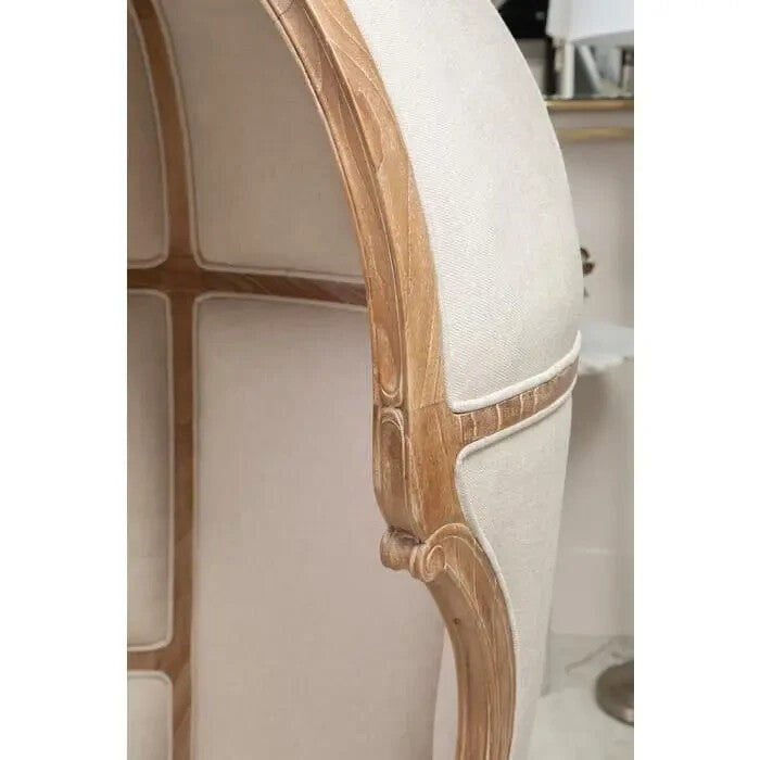 Luxury Cream Dome Accent Chair High Back Throne Style Wood Frame