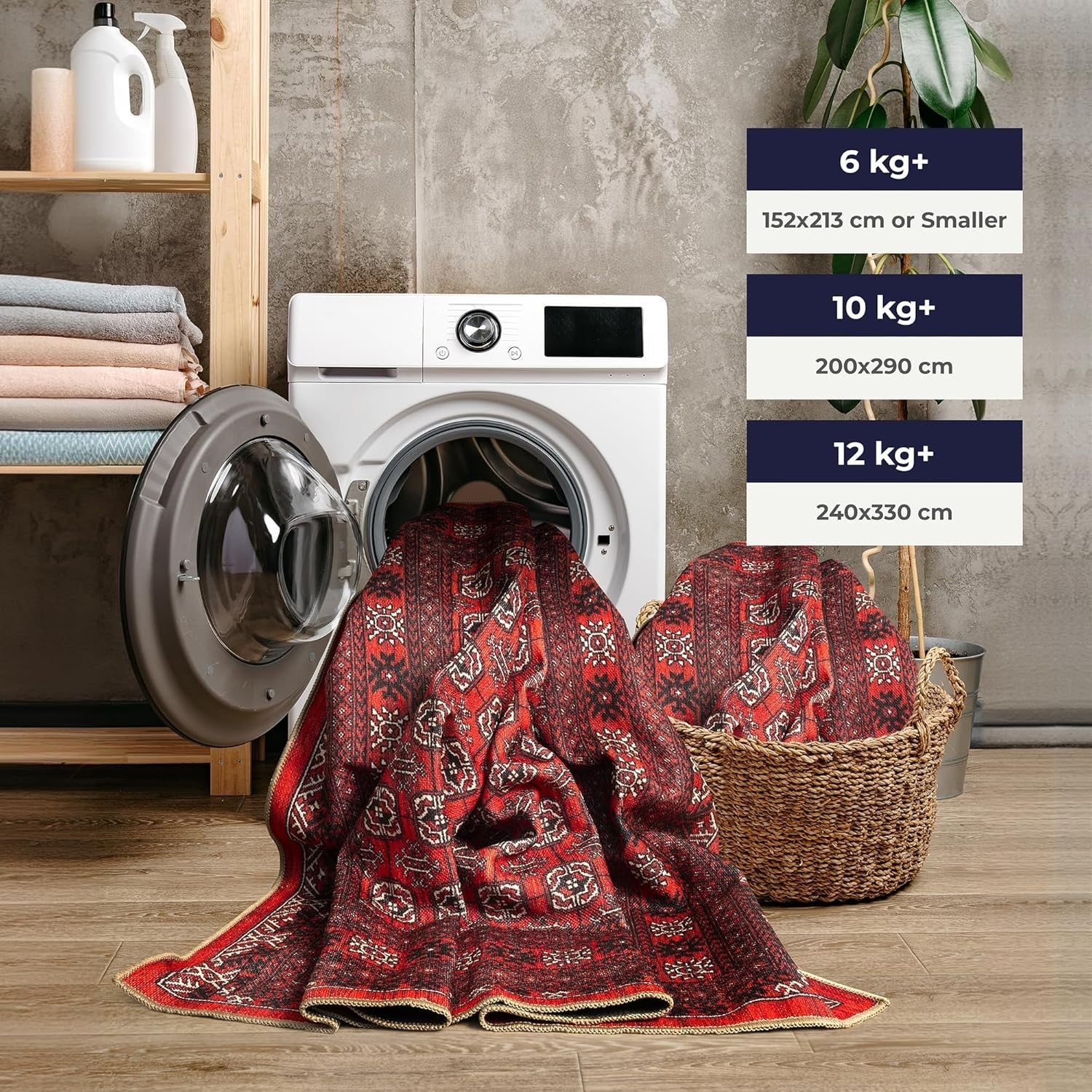 Washable Runner Rug 80x150cm Red Non-Slip Soft Hallway Kitchen Bedroom Floor Mat