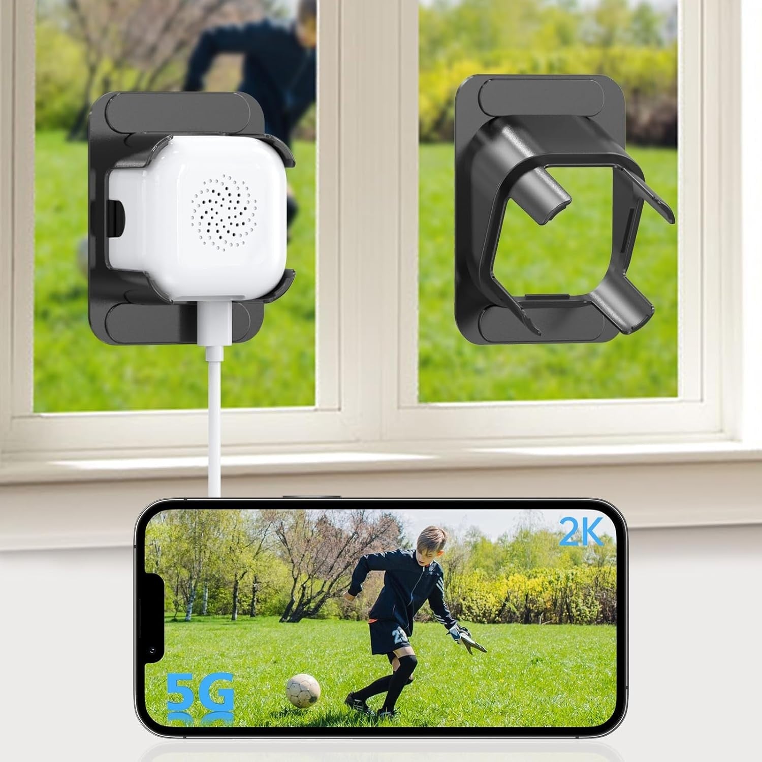 2K Window Security Camera WiFi 5GHz AI Detection 24/7 Recording