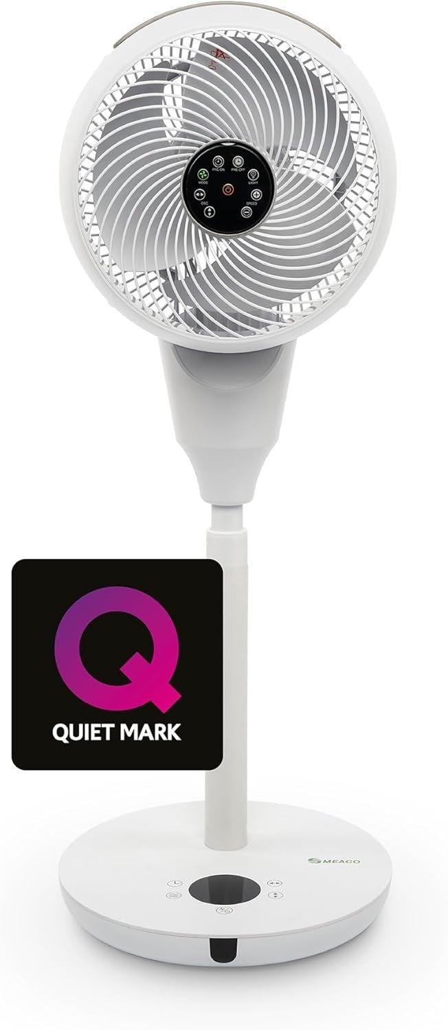 Silent 12-Speed Pedestal Cooling Fan w Remote Oscillating Air Circulator White