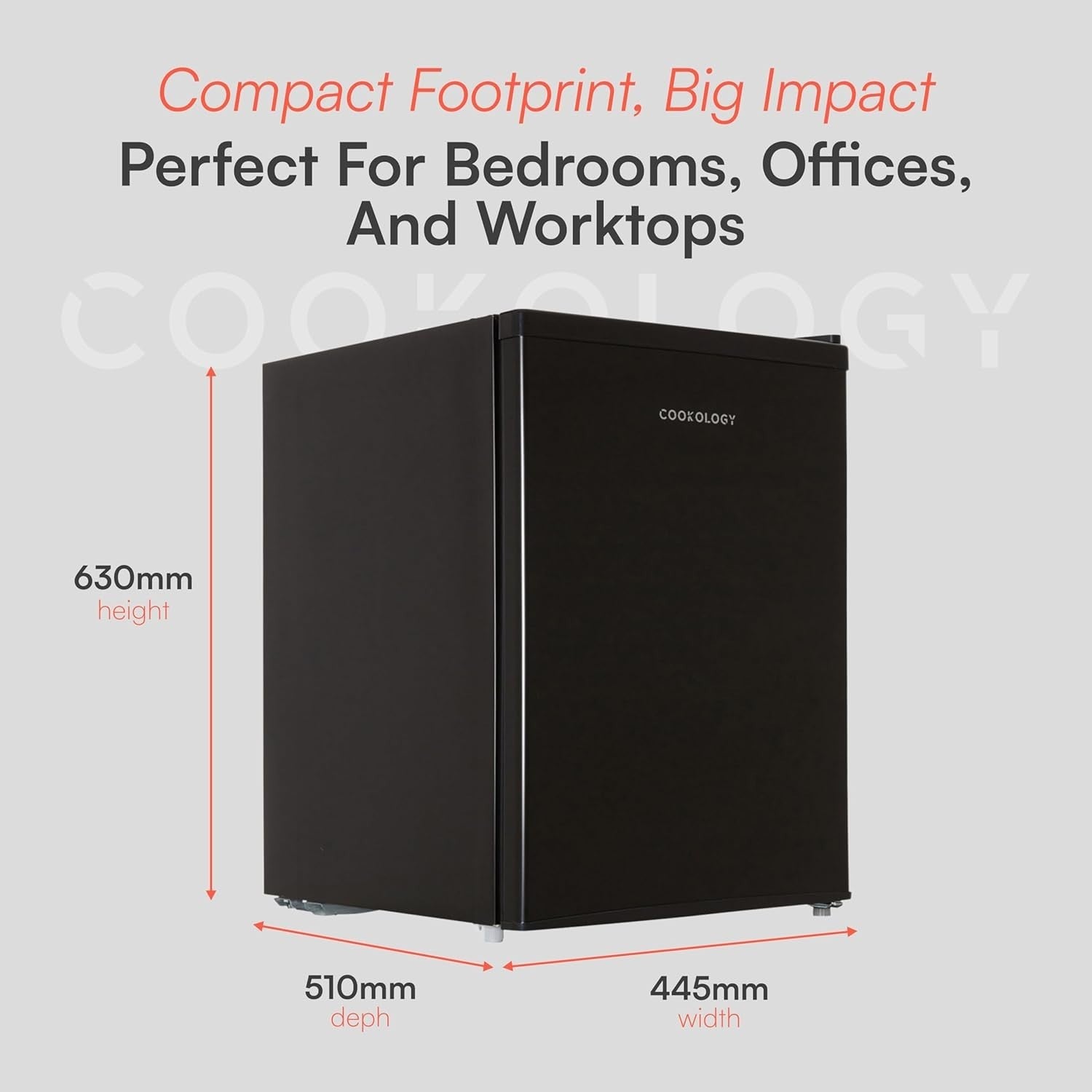 67L Table Top Mini Fridge Compact Freestanding Reversible Door Black