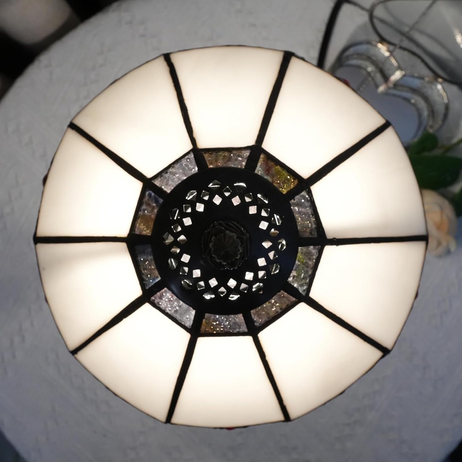 Stained Glass Table Lamp Rome Style 8x14 Inch Bedside Light Decor