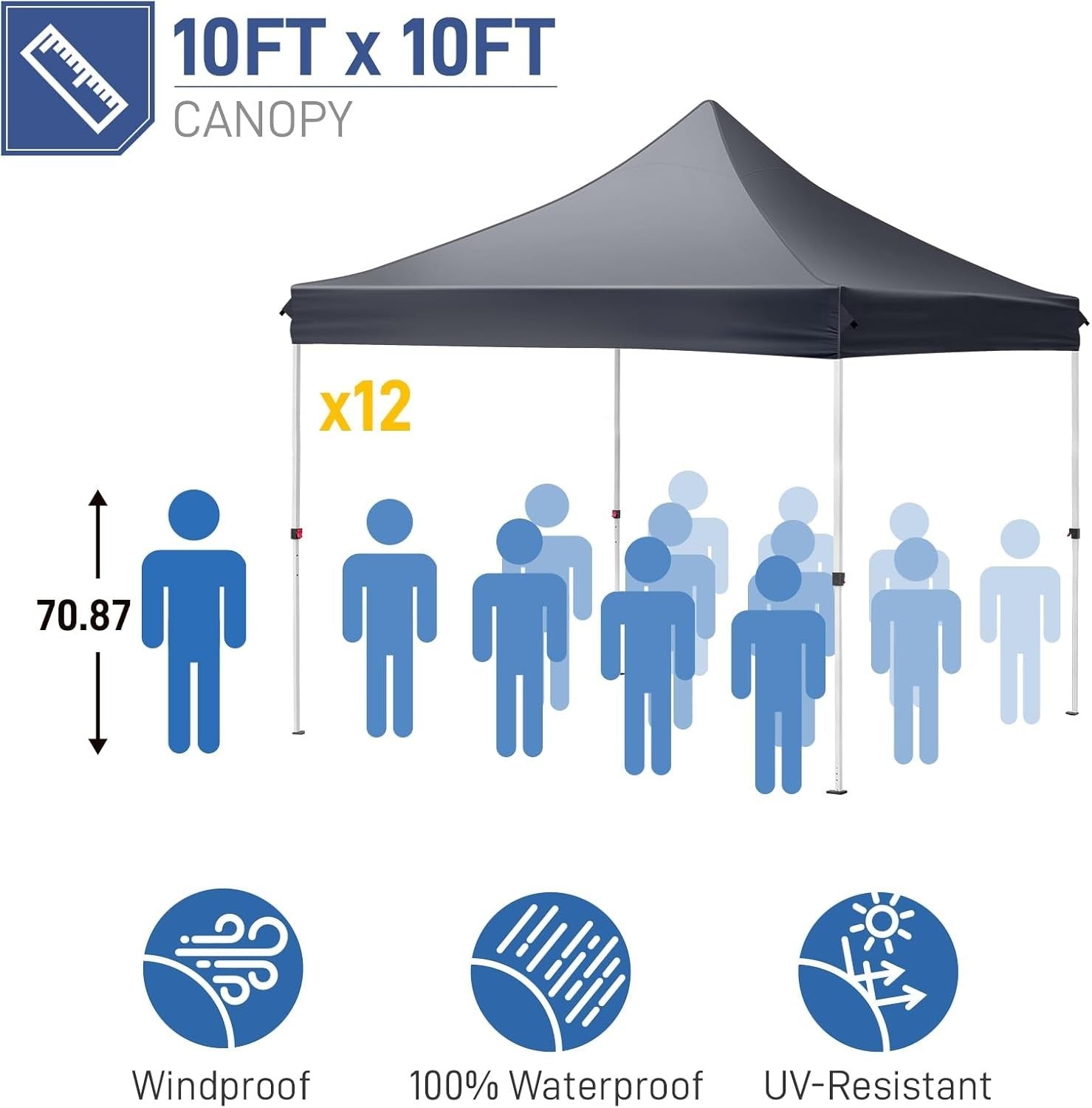 3x3M Pop Up Gazebo with Wheeled Bag Heavy Duty Waterproof Garden Party Tent