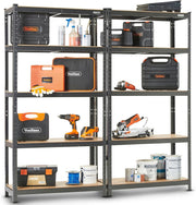 2-Pack 5-Tier Garage Shelves 180x90x40cm Heavy-Duty Adjustable Galvanised