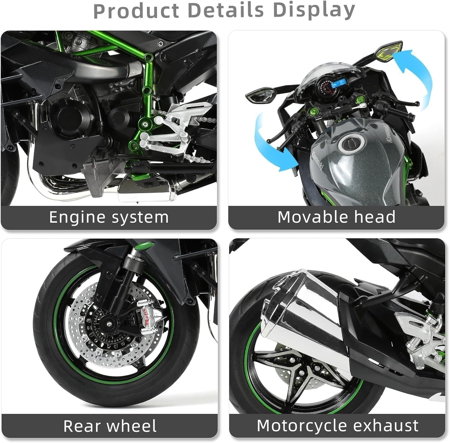Realistic 1:9 Scale Die-Cast Mini Motorcycle Model, No Assembly Needed