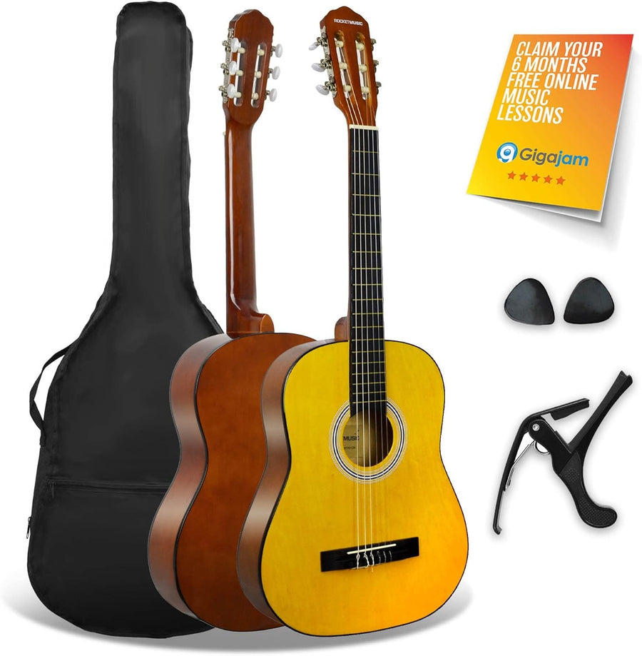 3/4 Junior Classical Guitar Starter Pack Natural Kids Kit