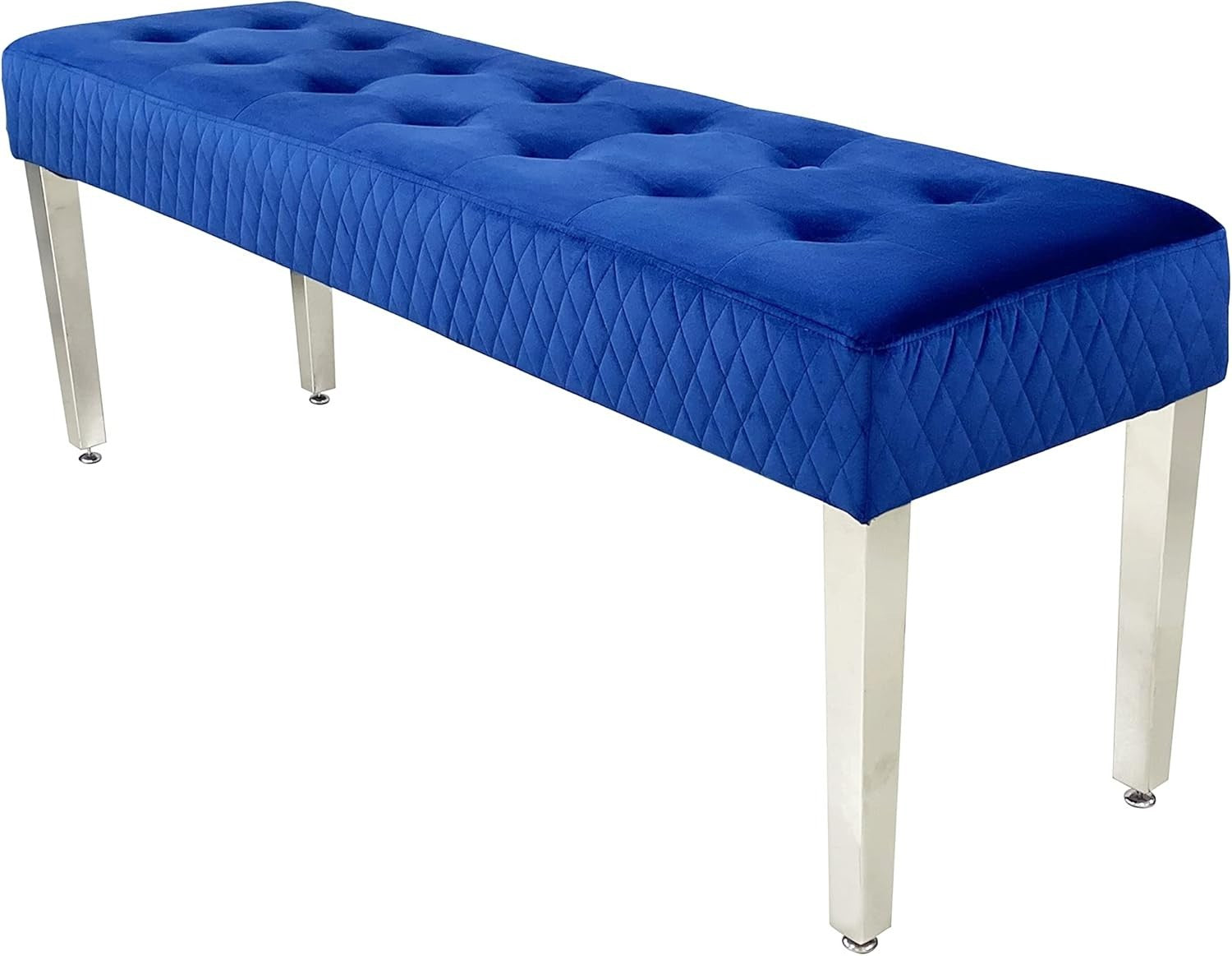 Luxury Navy Velvet 3-Seater Bench Modern Upholstered Dining & Entryway Seat