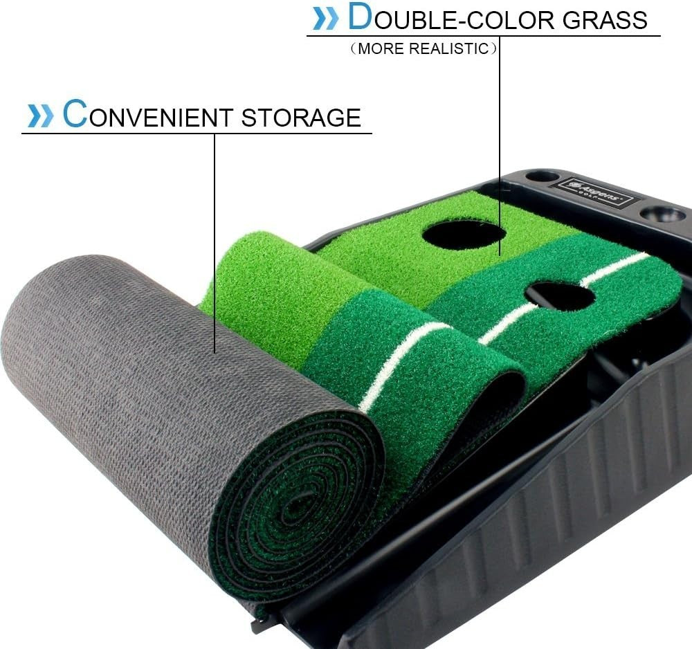 Indoor Golf Putting Mat 9.8ft Automatic Ball Return Practice Green Set
