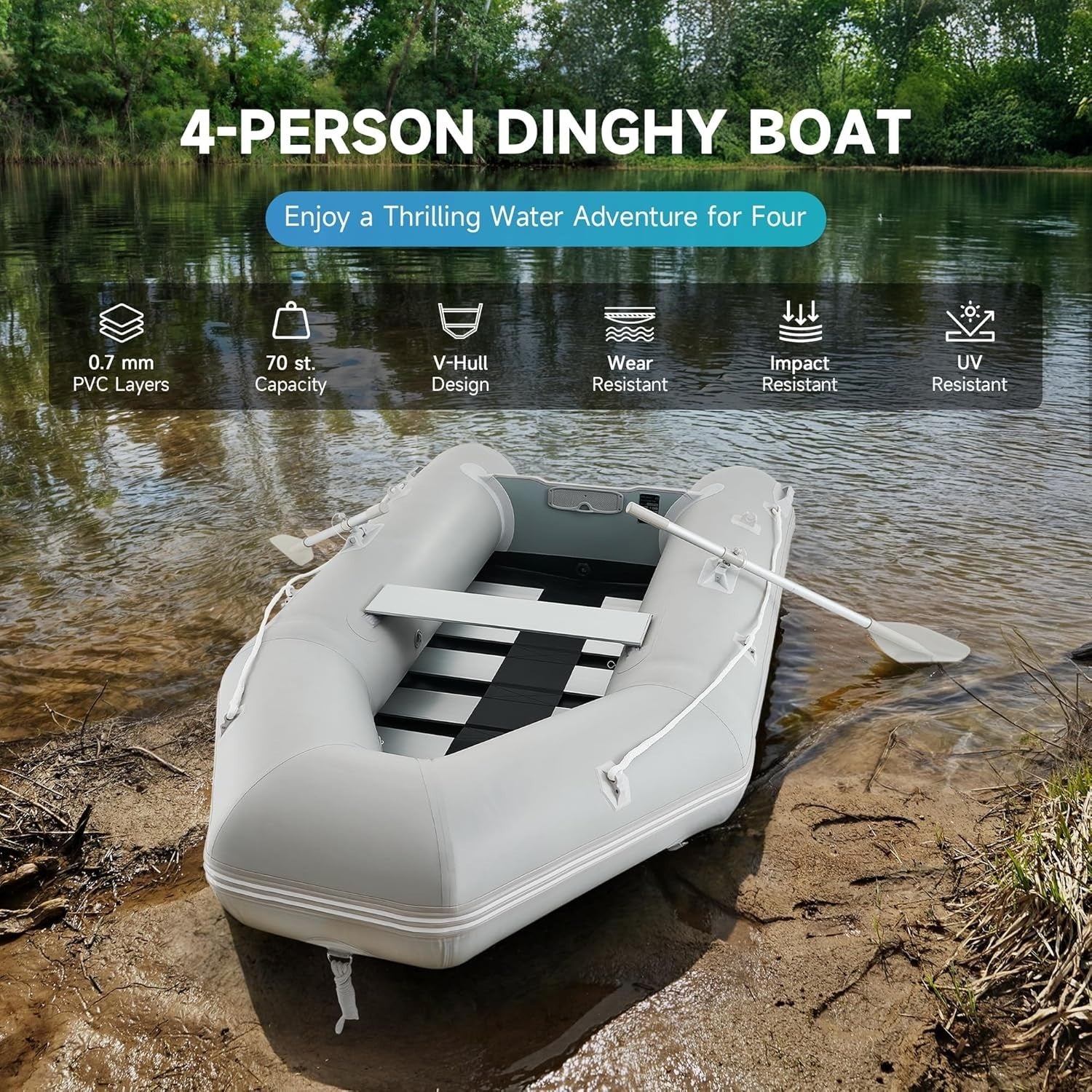 4 Person Inflatable PVC Raft Boat 450kg Fishing Hunting Kayak