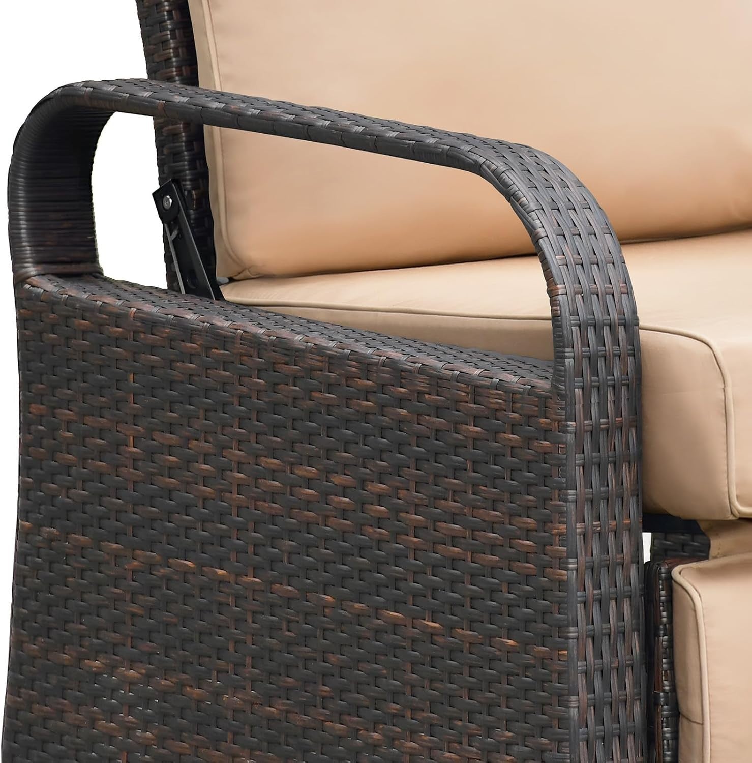 Reclining Outdoor Garden Chair with Cushions Rattan Frame Weatherproof