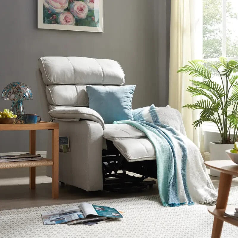 Electric Riser Recliner Armchair Lift Chair Light Grey Faux Leather Sofa
