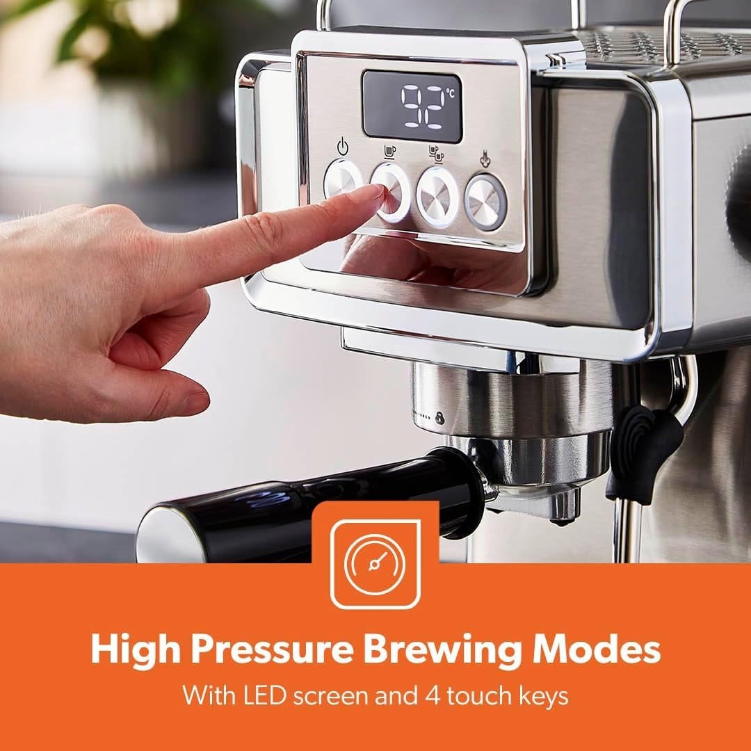 20 Bar Espresso Machine 1.8L | Milk Frother | 1465W | Stainless Steel