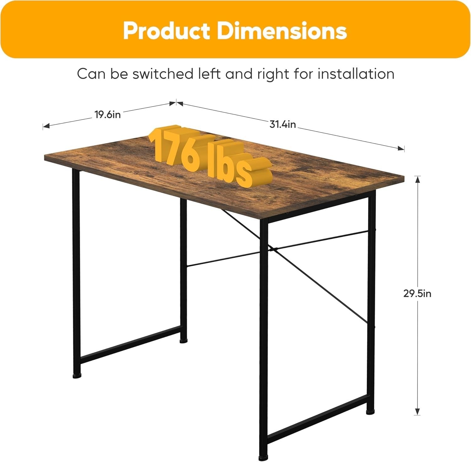 Compact Wooden Computer Desk 80cm Small Brown Office Study Table with Hook