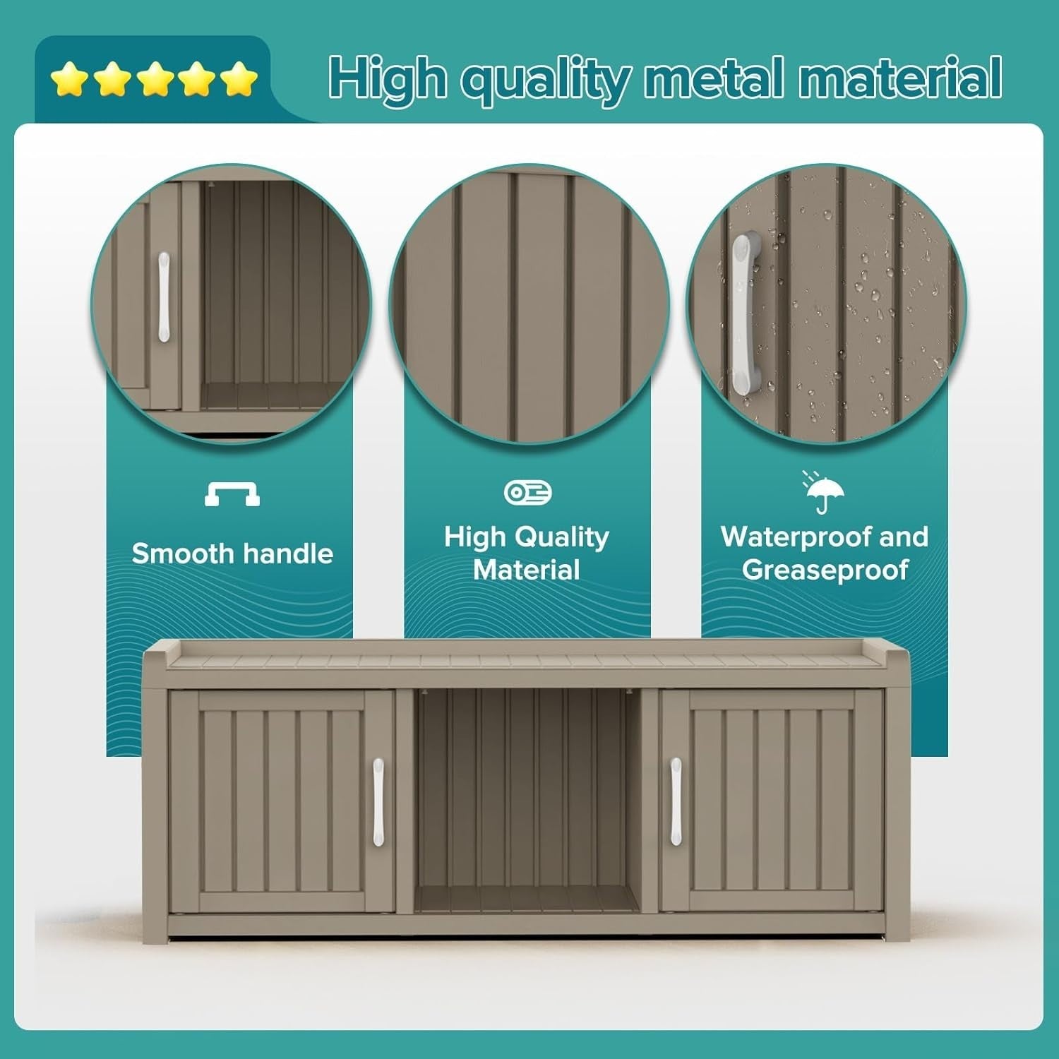 Large 3-Door Waterproof Shoe Cabinet Bench Indoor Outdoor 119x44x45.5cm