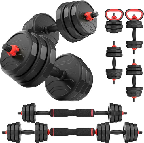Adjustable Dumbbells Set 3 in 1 55–90LB Barbell Kettlebell Home Gym