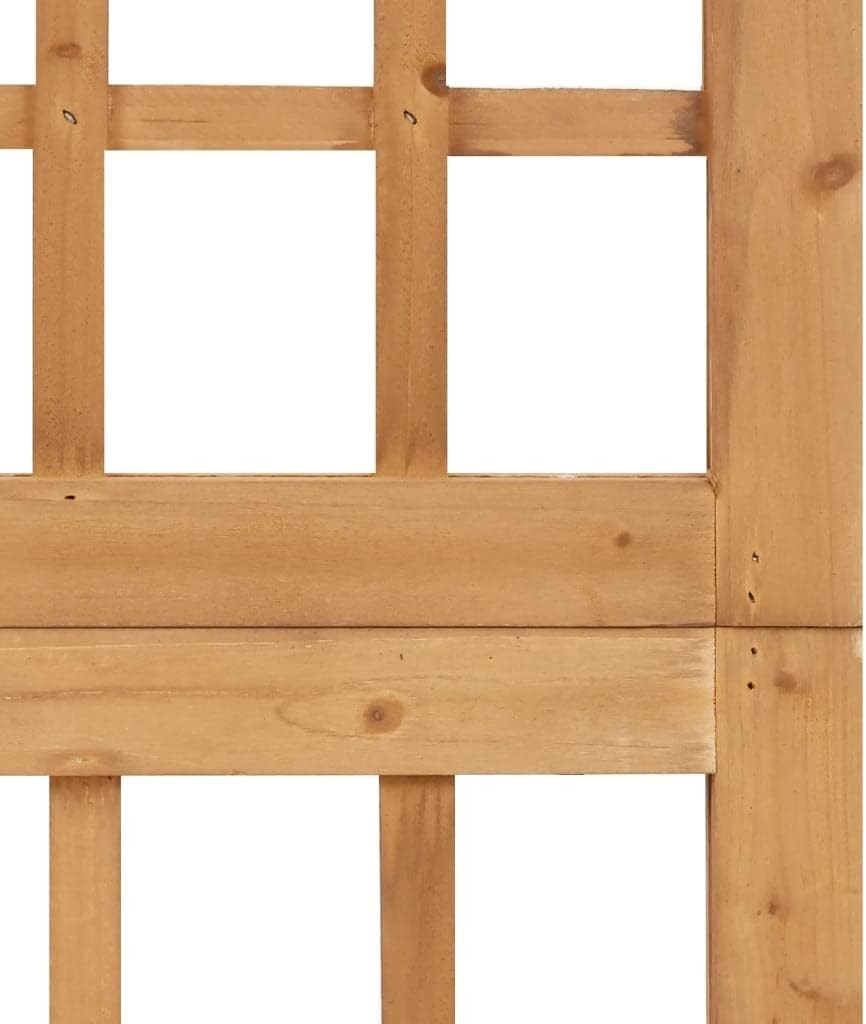 Solid Fir Wood 4-Panel Folding Room Divider Trellis Privacy Screen 161x180cm
