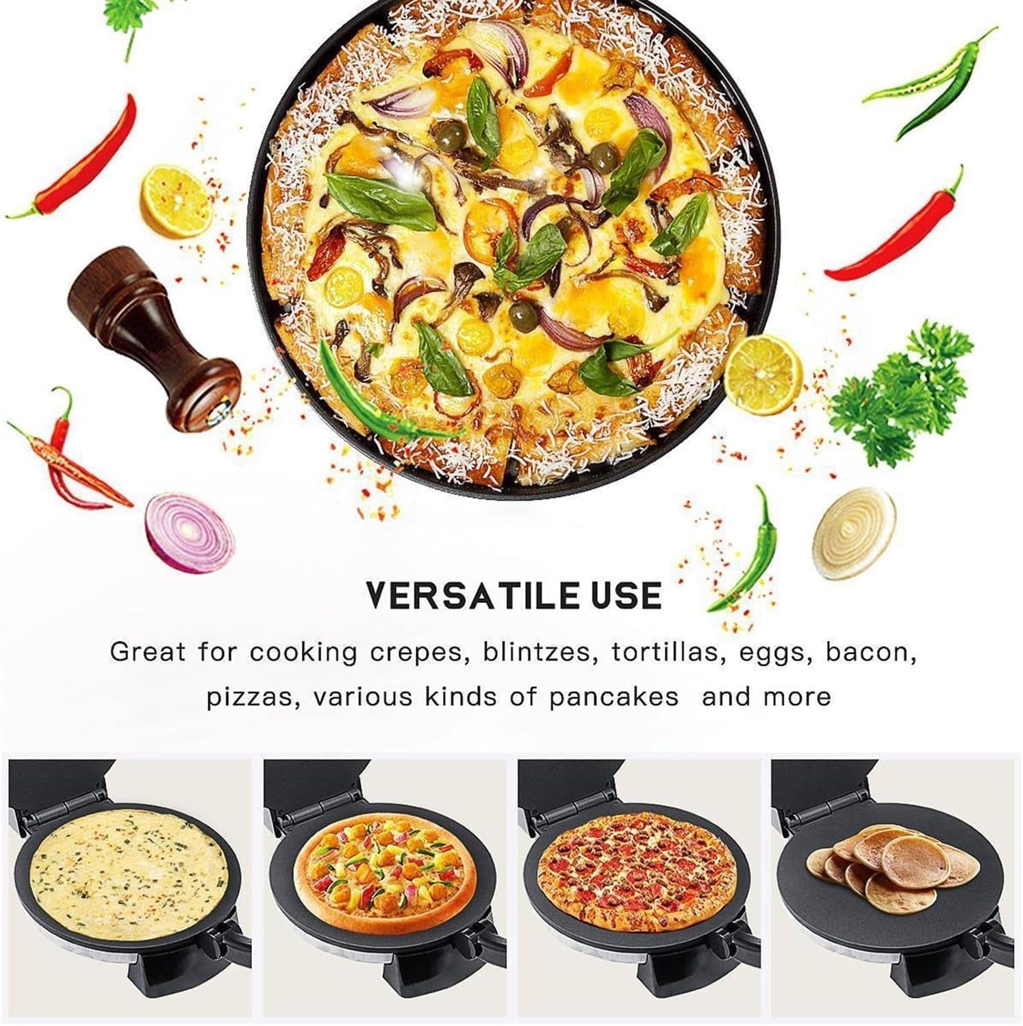 12" Electric Roti & Tortilla Maker 2000W | Non-Stick Double-Heated Press