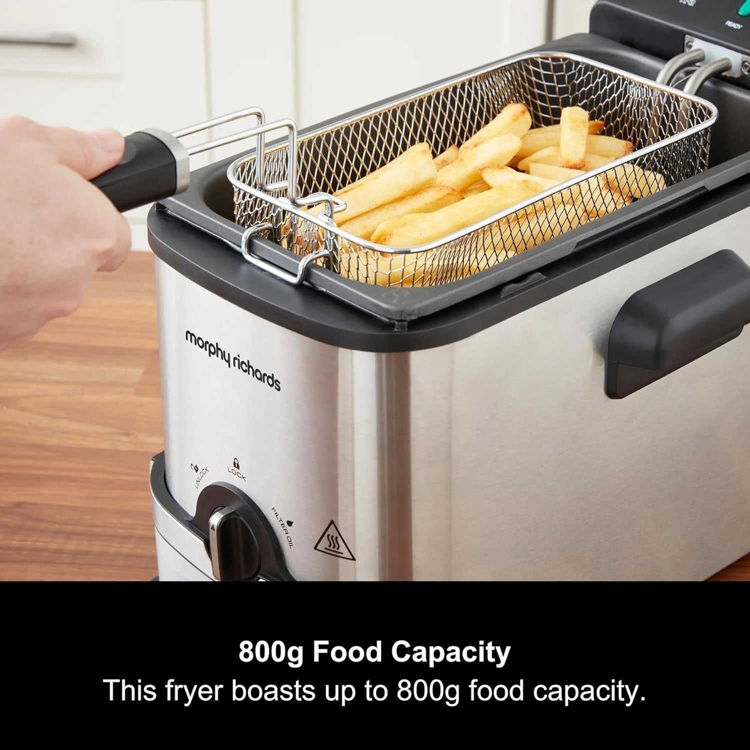 3L Deep Fat Fryer Stainless Steel 2000W Oil Filtration Viewing Window