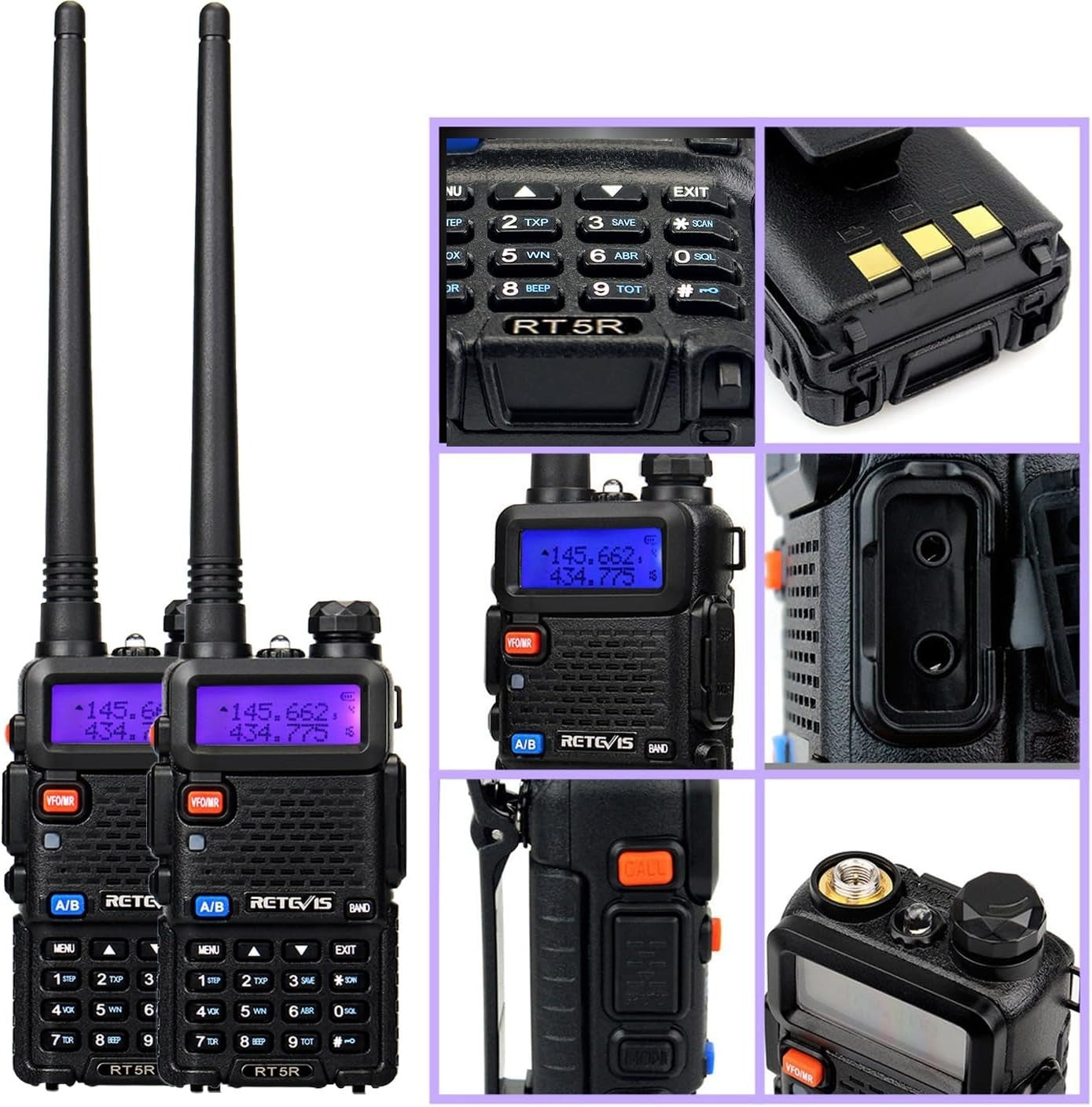 Ham Radio Long Range 2 Pack 128 Channel Dual Band VOX Type-C FM