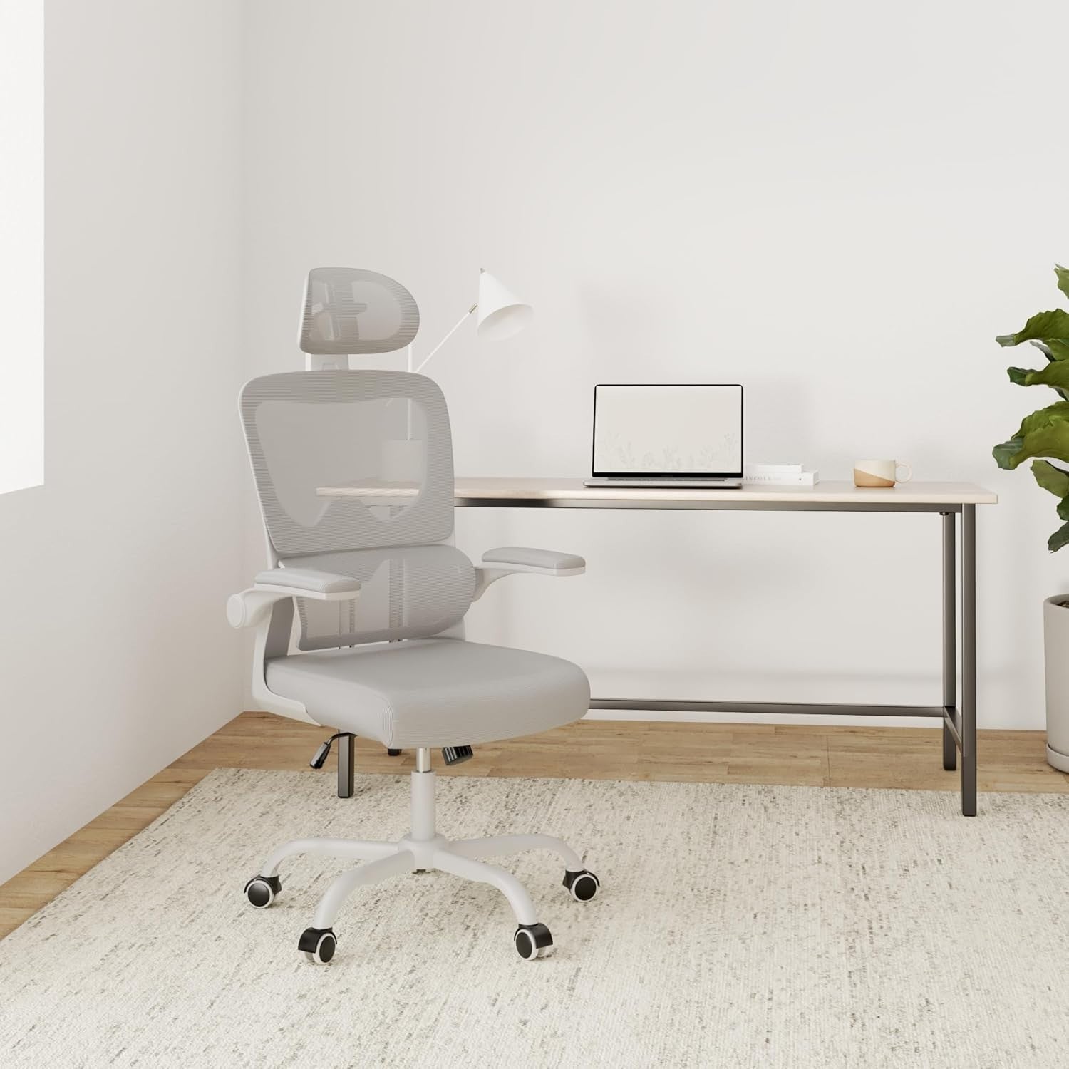 Ergonomic Mesh Office Chair Tall Adjustable Headrest Back Support Flip-up Arms