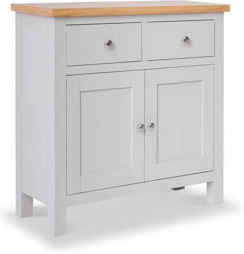 Small Grey Sideboard Cabinet Oak Top 2 Drawer Cupboard for Hallway