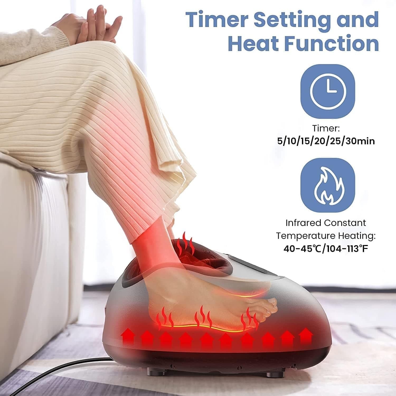 Shiatsu Foot Massager with Heat Deep Kneading Rolling & Vibration Therapy