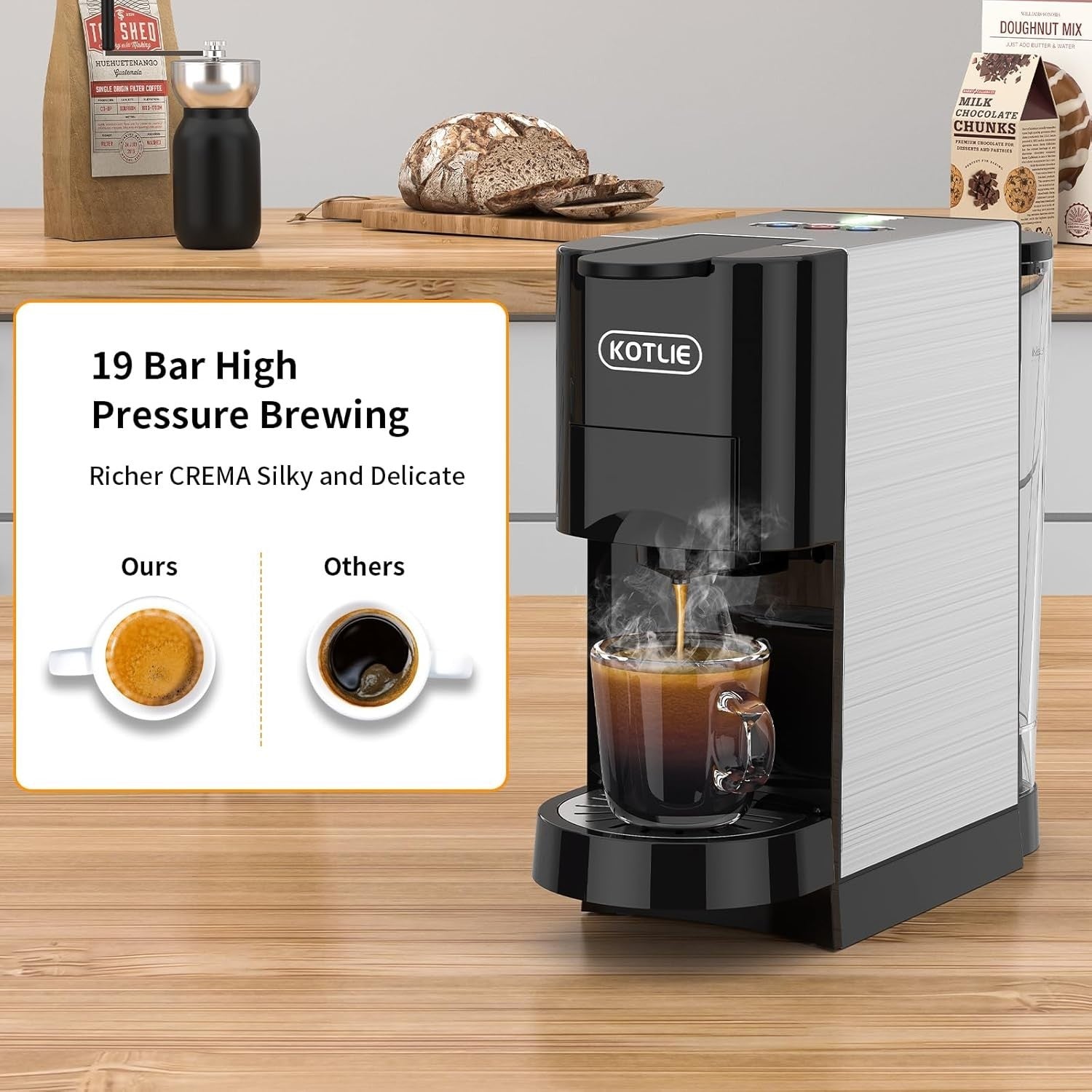 5in1 Espresso Coffee Machine 19Bar Multi-Capsule Maker Auto Shut Off 800ml Tank