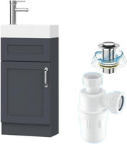 Modern 400mm Bathroom Vanity Unit with Basin Grey Floor Standing Sink Cabinet