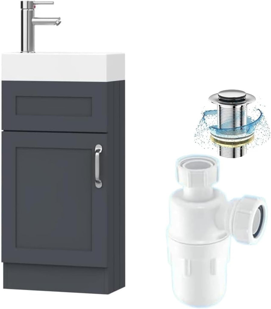 Modern 400mm Bathroom Vanity Unit with Basin Grey Floor Standing Sink Cabinet