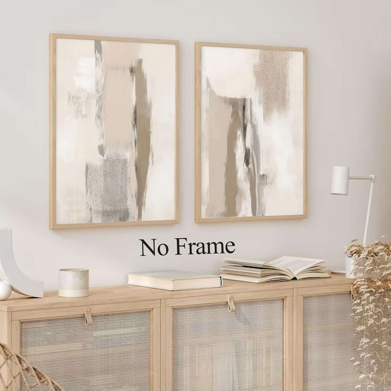 Abstract Beige Wall Art Set of 2 – Neutral Minimalist Canvas Prints 16x24